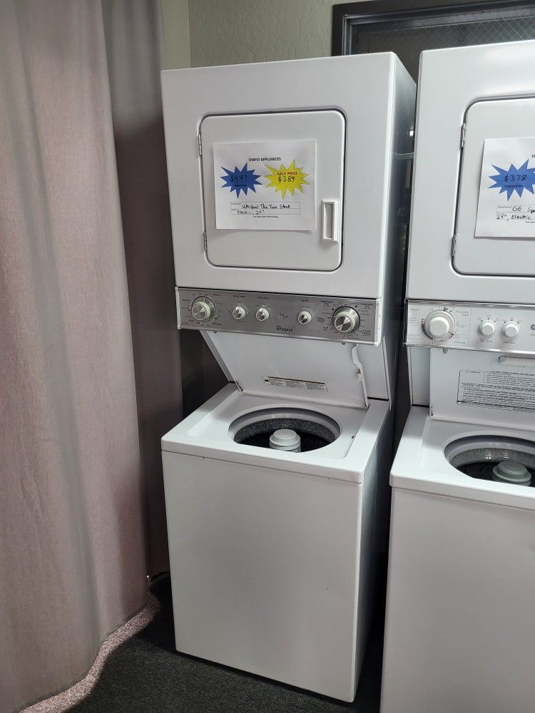 💥4th Of July Sale! Whirlpool Electric Washer & Dryer Stack Unit - Warranty Included 