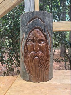Local hand carved Wood Spirit face - one of a kind