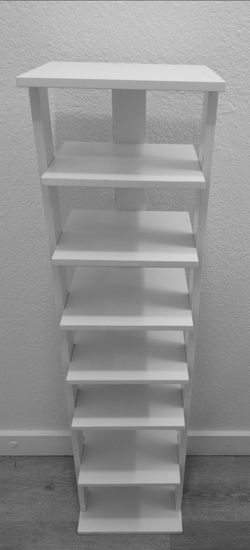 White Tall Narrow Shoes/Storage Shelf Unit