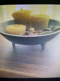Decorative Candle Set with River Rock