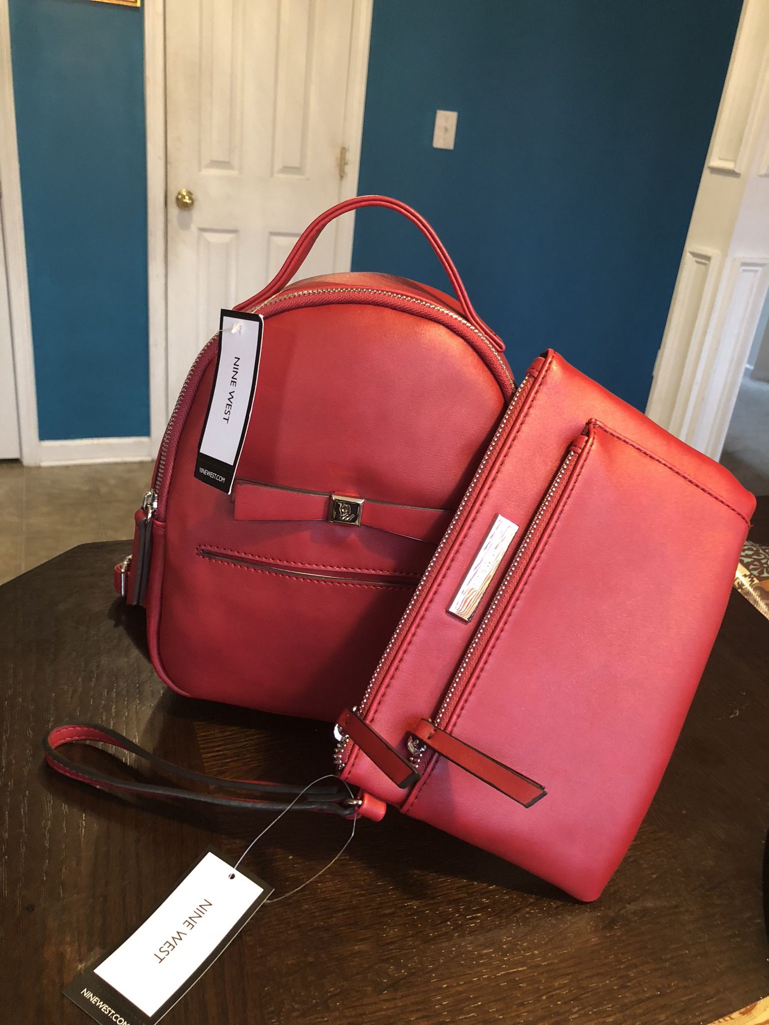 New Nine West Mini Backpack And Matching Wristlet