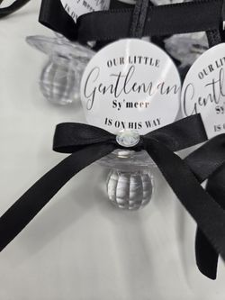 Our Little Gentleman Baby Shower Pacifiers Guest Favor Necklaces 