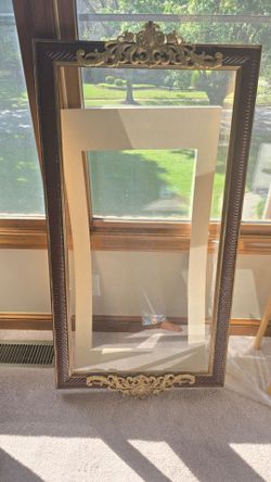 Custom Large Ornate Gold and Dark Wood Mirror