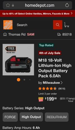 Milwaukee 6amp hr high out put