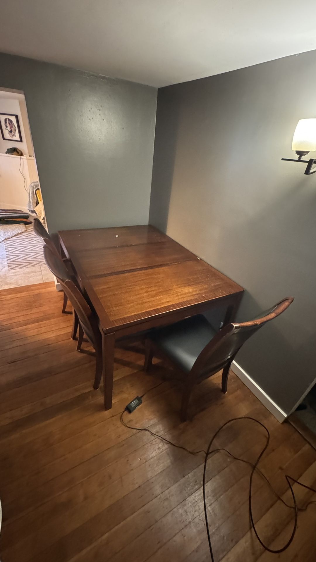 Wooden Table With Leaf + 4 Chairs