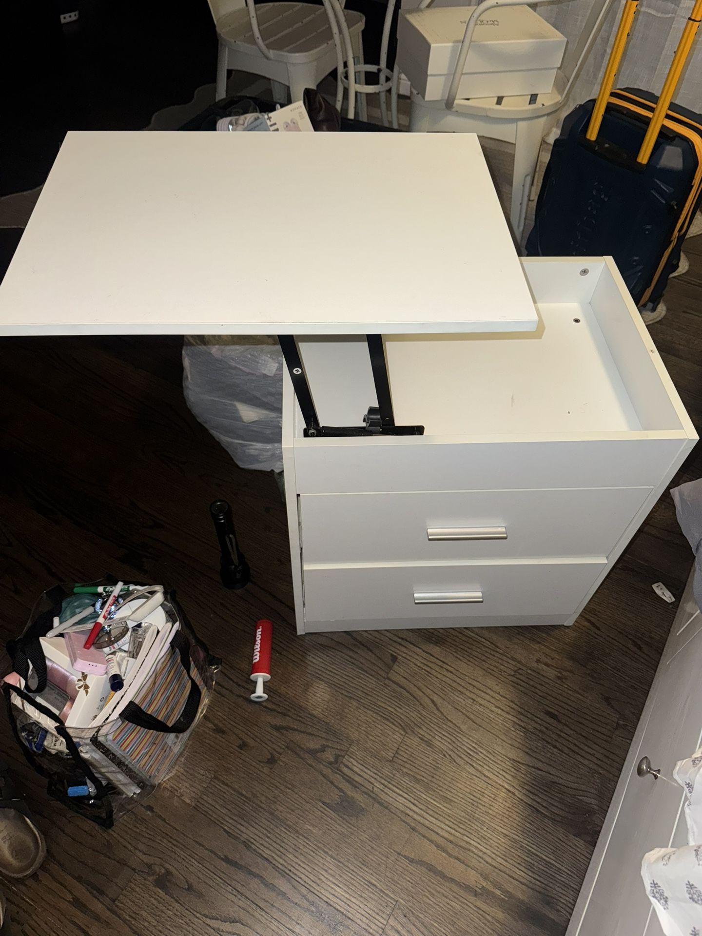 ARTETHYS 2 in 1 Upgrade Nightstand with Lift Top and Computer Table, Height Adjustable Bedside Table End Table Laptop Desk with 2 Drawer and Hidden St