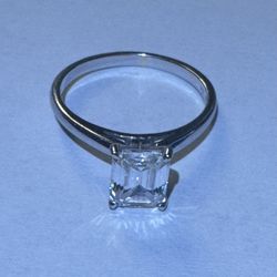 1 Ct Emerald Cut Lab Diamond 10k White Gold Ring
