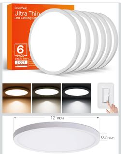 Dcvoltfield 6Pack, 12"in Ultra Thin Flush Mount LED Dimmable Ceiling Lights