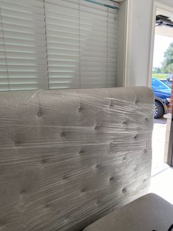 Tufted Upholstered Headboard Light Gray