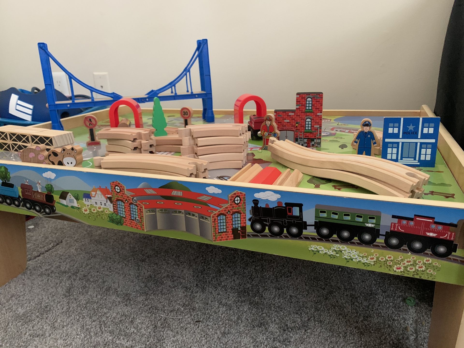 Wooden train set with table for kids Used- Price Reduced