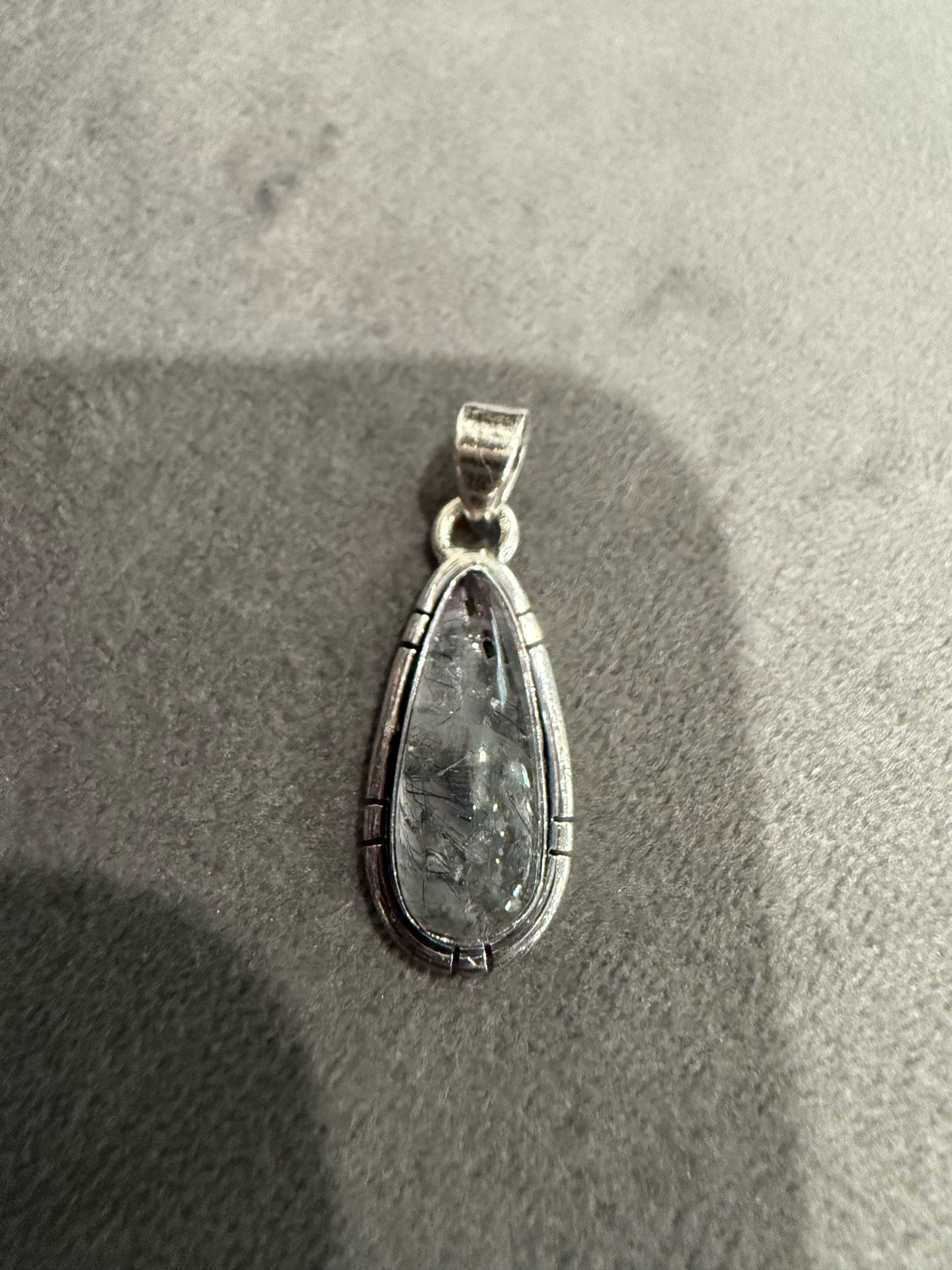 Sterling Silver tourmalinated quartz pendant