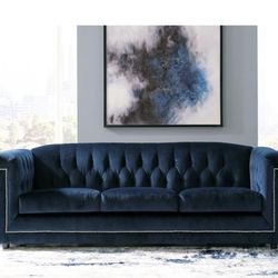 Blue velvet sofa  RH Look Like