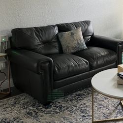 Gray Leather Love Seat 