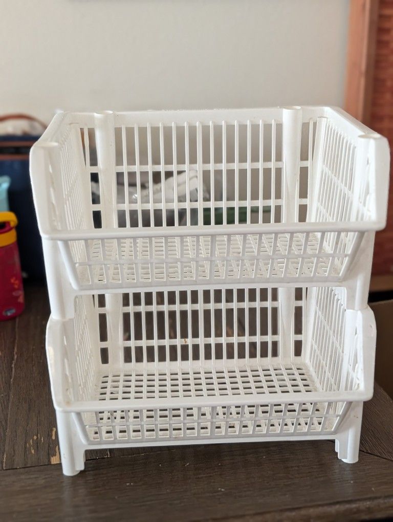 Versatile White Stacking Bins - Perfect for Pantry & Produce!