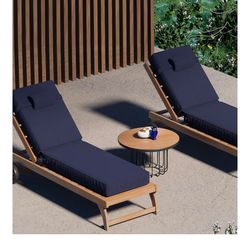 72 x 21 x 4 Inch Olefin Chaise Lounge Cushions, Lounge Chair Cushions with Headrest for Outdoor Furniture - Weather and Fade Resistant Patio Replaceme