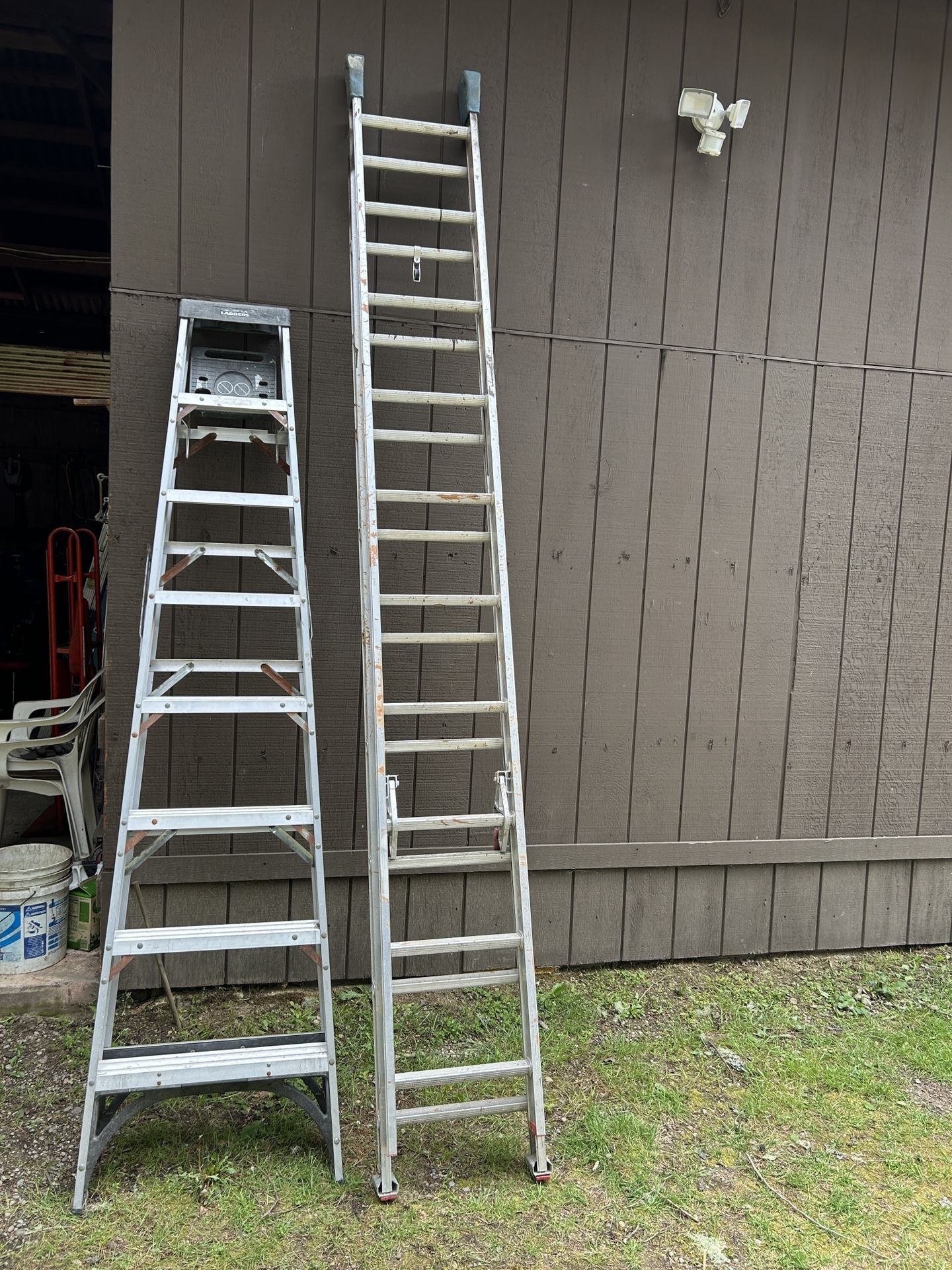 Aluminum Ladders - 8 Foot Step Ladder And 20 Foot Extension Ladder