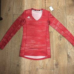Red Adidas Volleyball V Neck Shirt