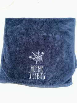 Black “Heebie Jeebies” Halloween Towel Spider Web Embroidered Decor