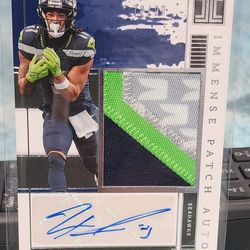 FOR SALE/NFT - 2025 SUPERBOWL CHAMPION SEAHAWKS JAXON SMITH  NJIGBA PANINI IMMENSE PATCH/AUTOGRAPH CARD #IPA-JSN