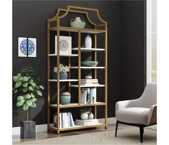 Bookshelf, 8- Storage Shelf for Living Room, Bedroom, Home Office, White