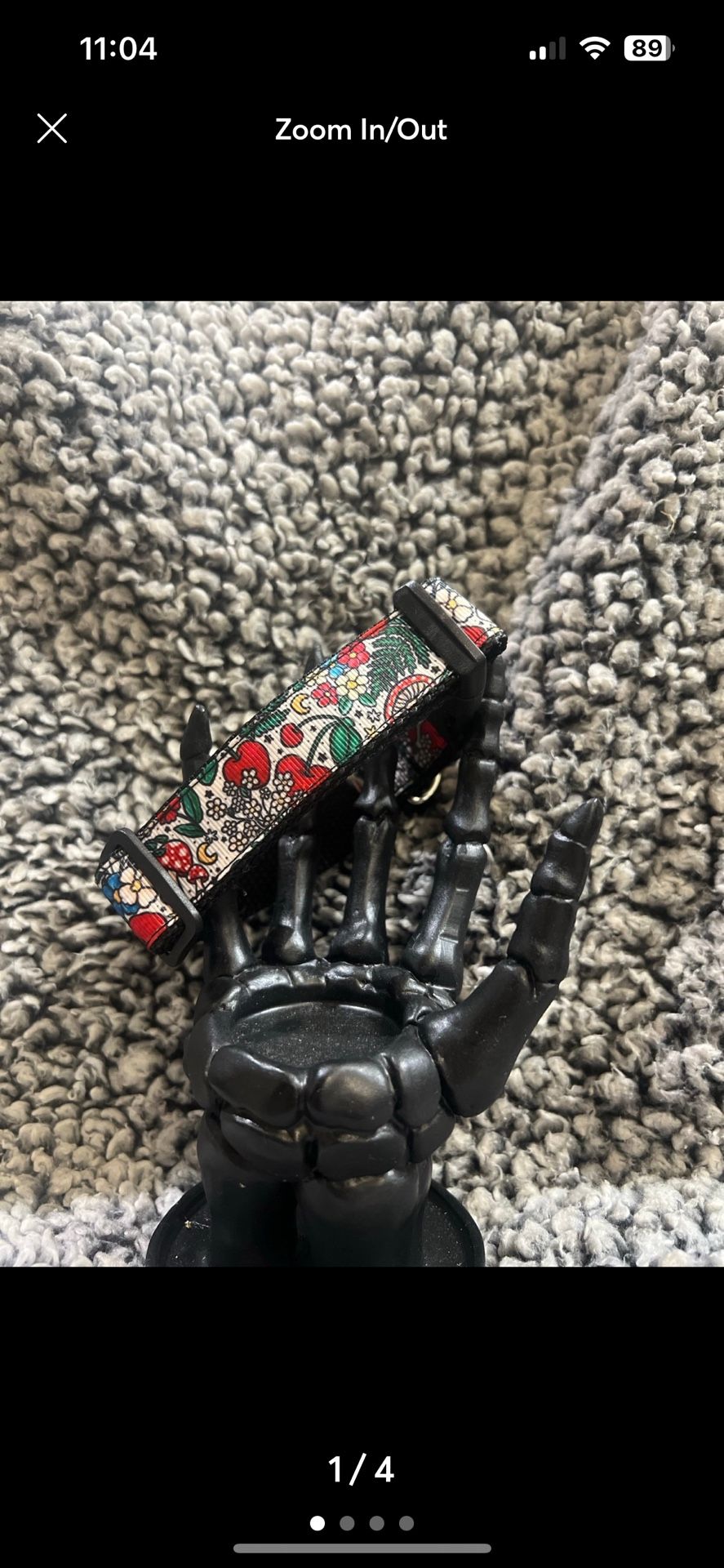 Handmade Cherry Mushroom Dog Collar 