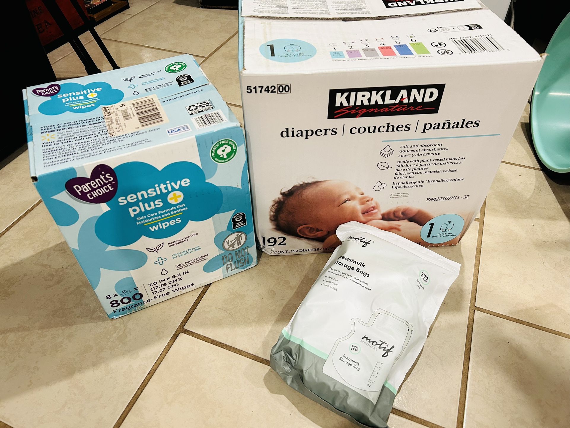 Baby Bundle - Unopened Diapers, Wipes, Storage Bags