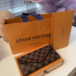 LOUIS VUITTON Damier Ebene Josephine Wallet Red