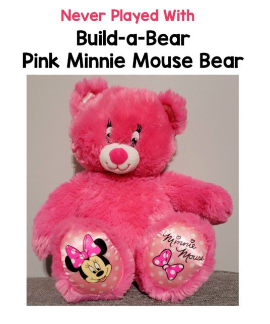 Build-a-Bear Pink Minnie Mouse Bear - Never Played With - 