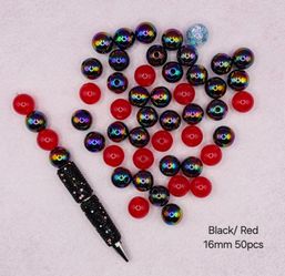 16mm Black/ Red Mix Beads
