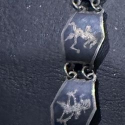 Vintage Sterling Silver Siam Black Enameled Bracelet