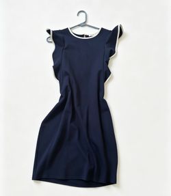 Navy Ruffle Bodycon Mini Dress, Size L, Made in USA