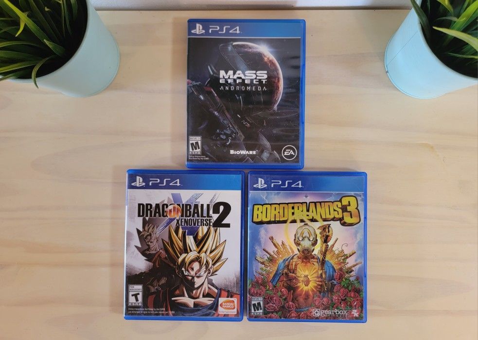 PS4 Game Lot – Borderlands 3, Dragon Ball Xenoverse 2, Mass Effect