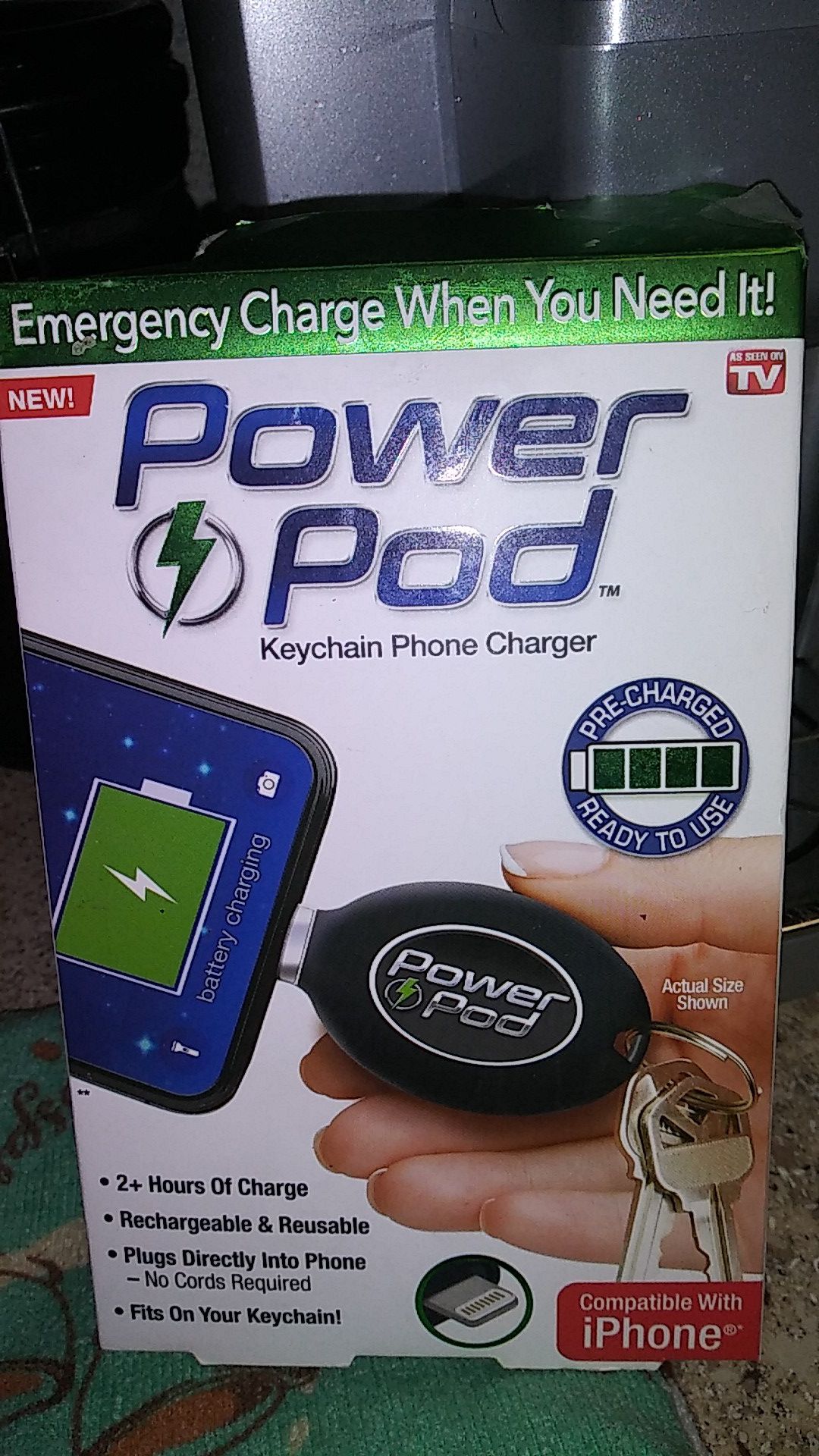 Emergency charge when you need it power Cod keychain phone charger