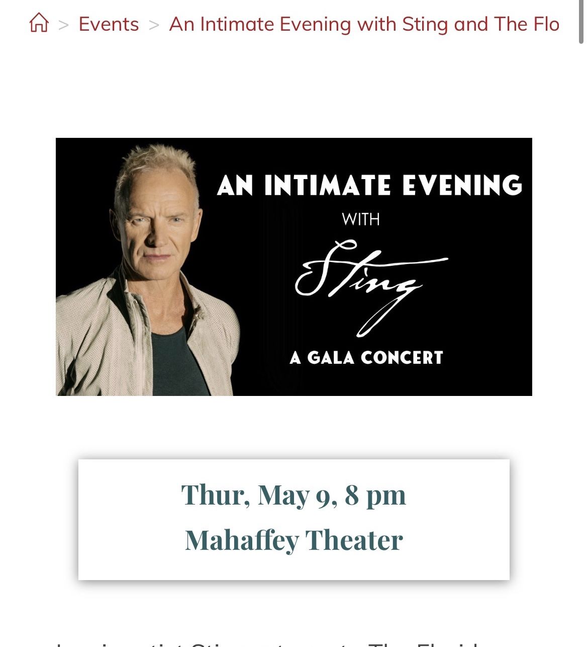 2 Tickets STING  Box Seats