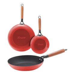 Kitesennsu Red Nonstick Frying Pan Set of 3