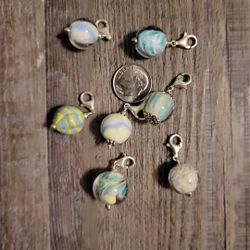 Lot Of 7 Glass Lampwork Bead Silver 925 Charm Pendant Jewelry Craft Art Supply