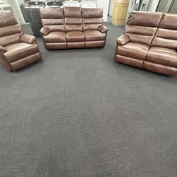 Brown Sofa Loveseat And Recliner 