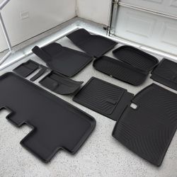 Brand New OEDRO All-Weather Floor Mats for Tesla Model Y 2021-2024 7-Seats TPE Custom Fit Protector Set with Rear Backrest Mats & Cargo SKU422-S1