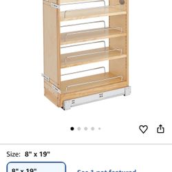 Rev-A-Shelf Pullout Base Cabinet Organizer, Adjustable Shelves for Full Height Kitchen or Vanity Cabinets, Maple Wood, 448-BC19-8C