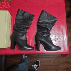 Cathy Jean Black Slouch Boots 7 Womens 