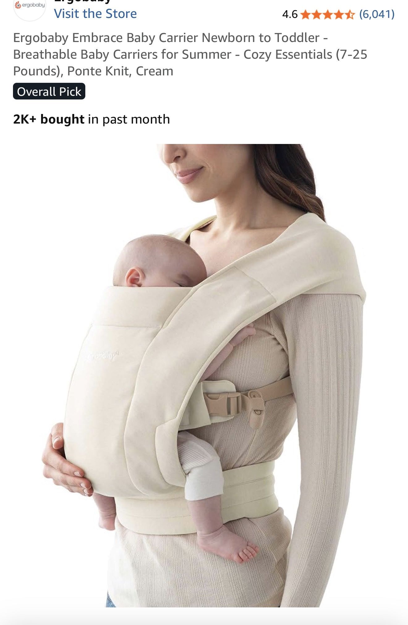 Ergobaby Embrace Baby Carrier Newborn to Toddler