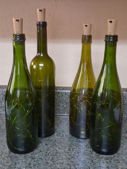 Green magnum wine bottles
