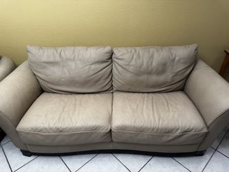 Leather couch, chair & ottoman