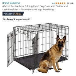 48-Inch Double Door Folding Metal Dog Crate
