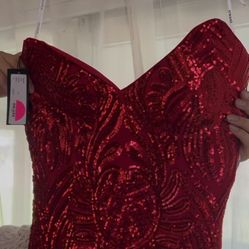 Red Sequin Prom Dress 