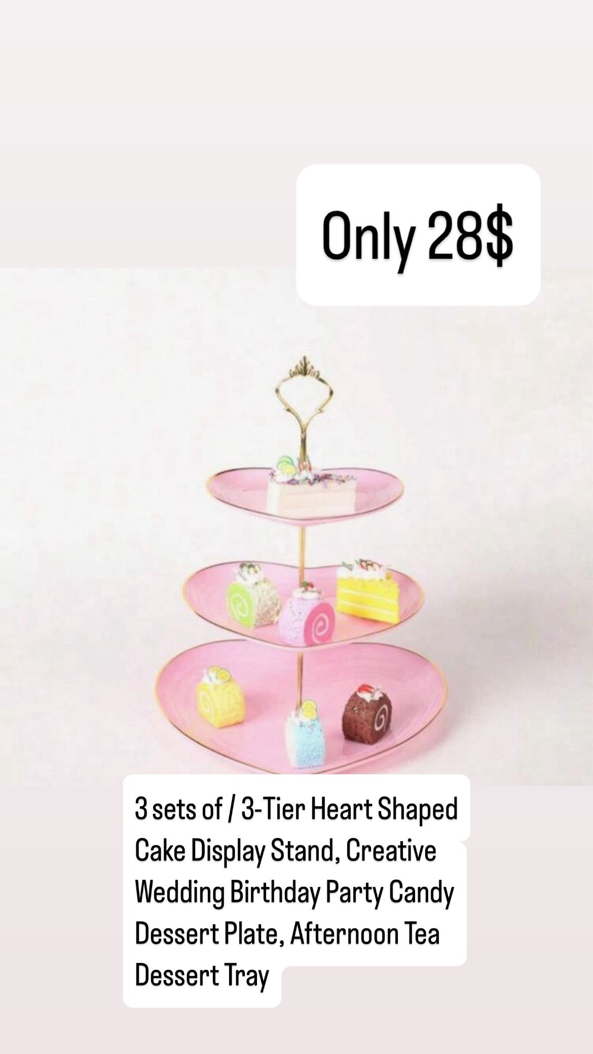 3sets Tier Heart Shaped Cake Display Stand, Creative Wedding Birthday Party Candy Dessert Plate, Afternoon Tea Dessert Tray