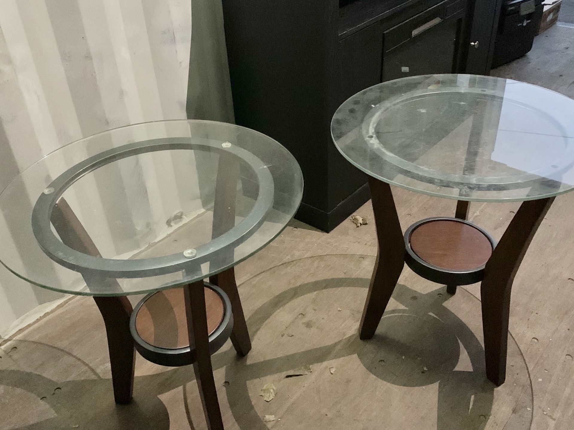 2 Glass Top End Tables