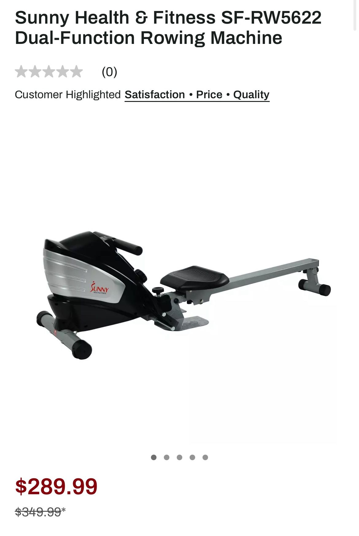 Sunny Health & Fitness SF-RW5622 Dual-Function Rowing Machine