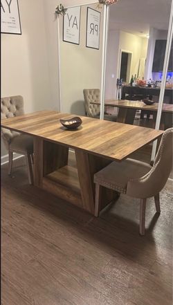 Wood Dining Table with Chairs Set