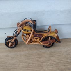 Vintage Motorcycle Wood Art Wicker Rain Tree 